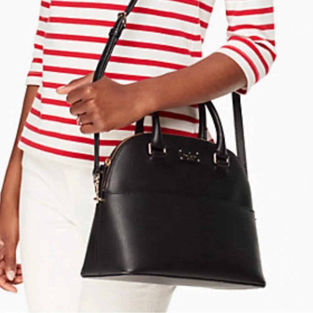 Kate Spade New York GROVE STREET CARLI SATCHEL in Black Leather w/Gold Hardware
